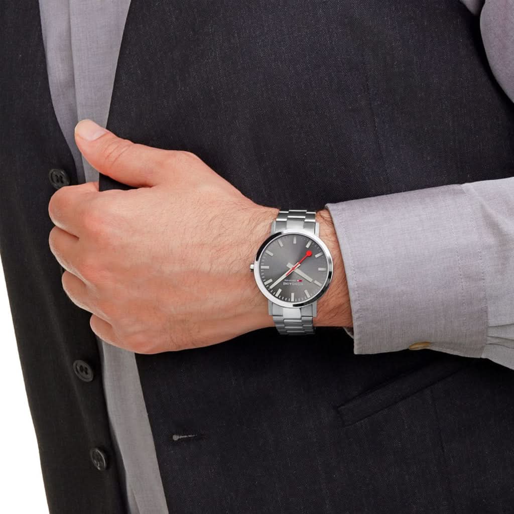 Mondaine Luxury Watches Mondaine Classic Stainless Steel Bracelet Watch with Grey Dial A660.30360.81SBJ