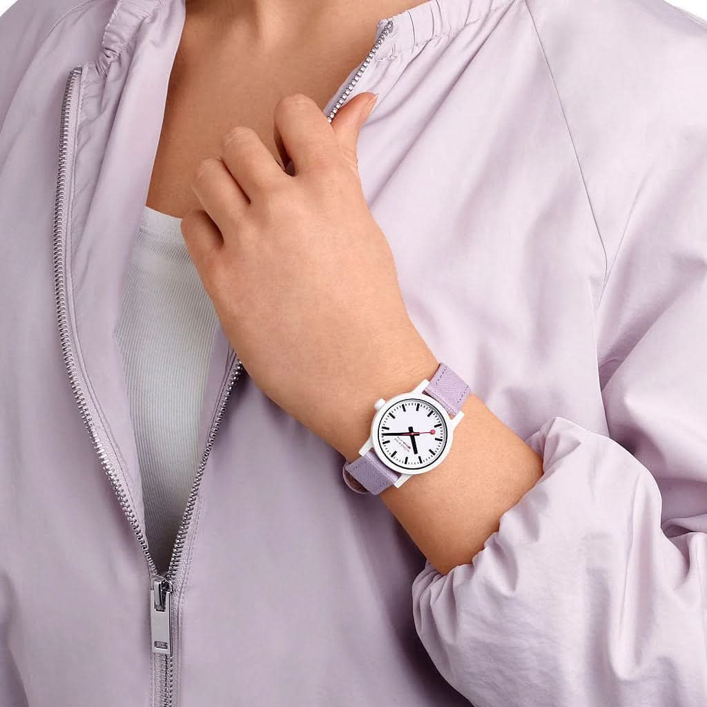 Mondaine Luxury Watches Mondaine Essence Lavender Quartz Textile Strap Watch MS1.32110.LQ1