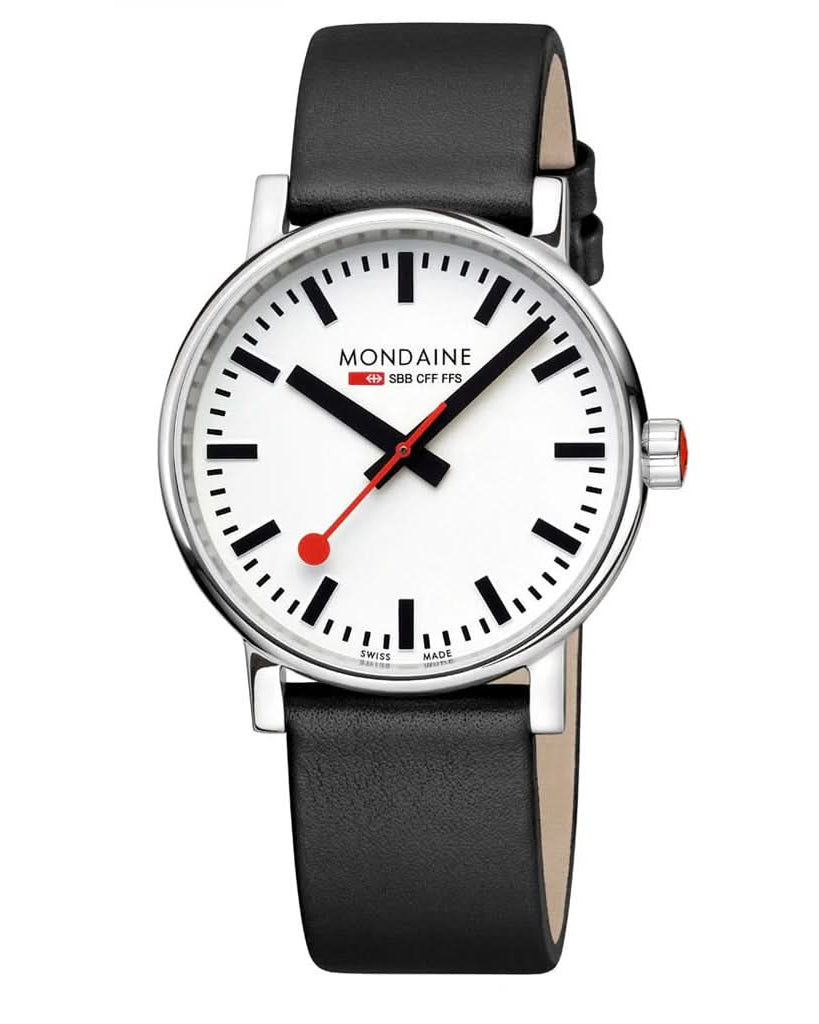 Mondaine Luxury Watches Mondaine EVO2 40 mm, Black Leather Watch, MSE.40110.LBV