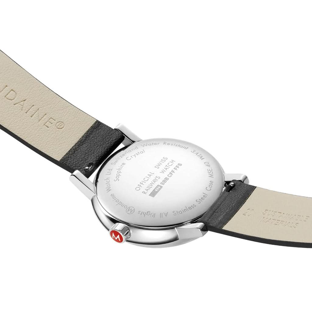 Mondaine Luxury Watches Mondaine EVO2 40 mm, Black Leather Watch, MSE.40110.LBV