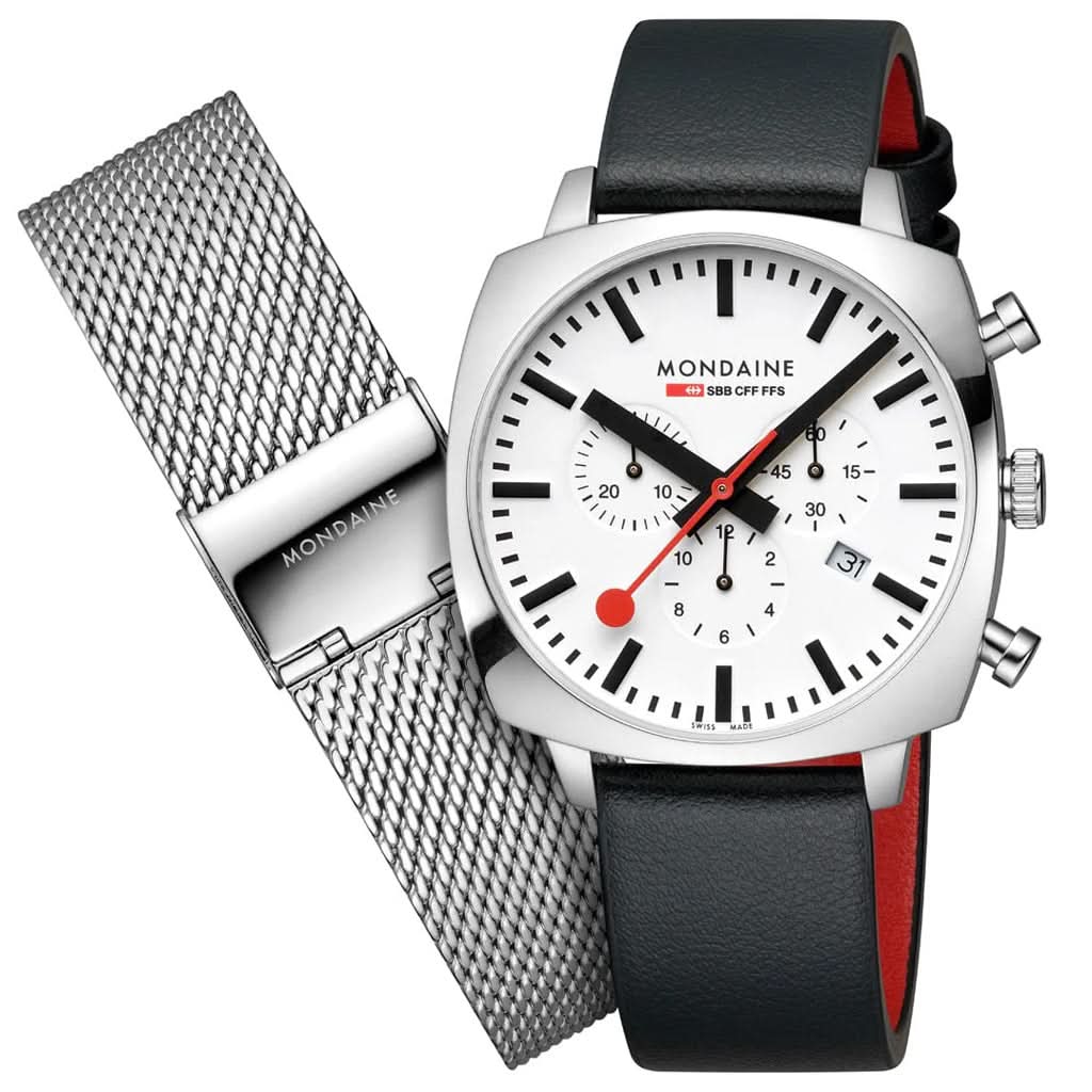 Mondaine Luxury Watches Mondaine Grand Cushion Chronograph Quartz Watch MSL.41410.LBV