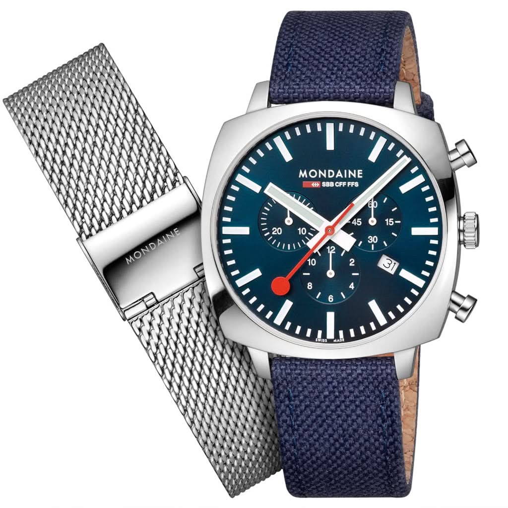 Mondaine Luxury Watches Mondaine Grand Cushion Chronograph Quartz Watch MSL.41440.LD