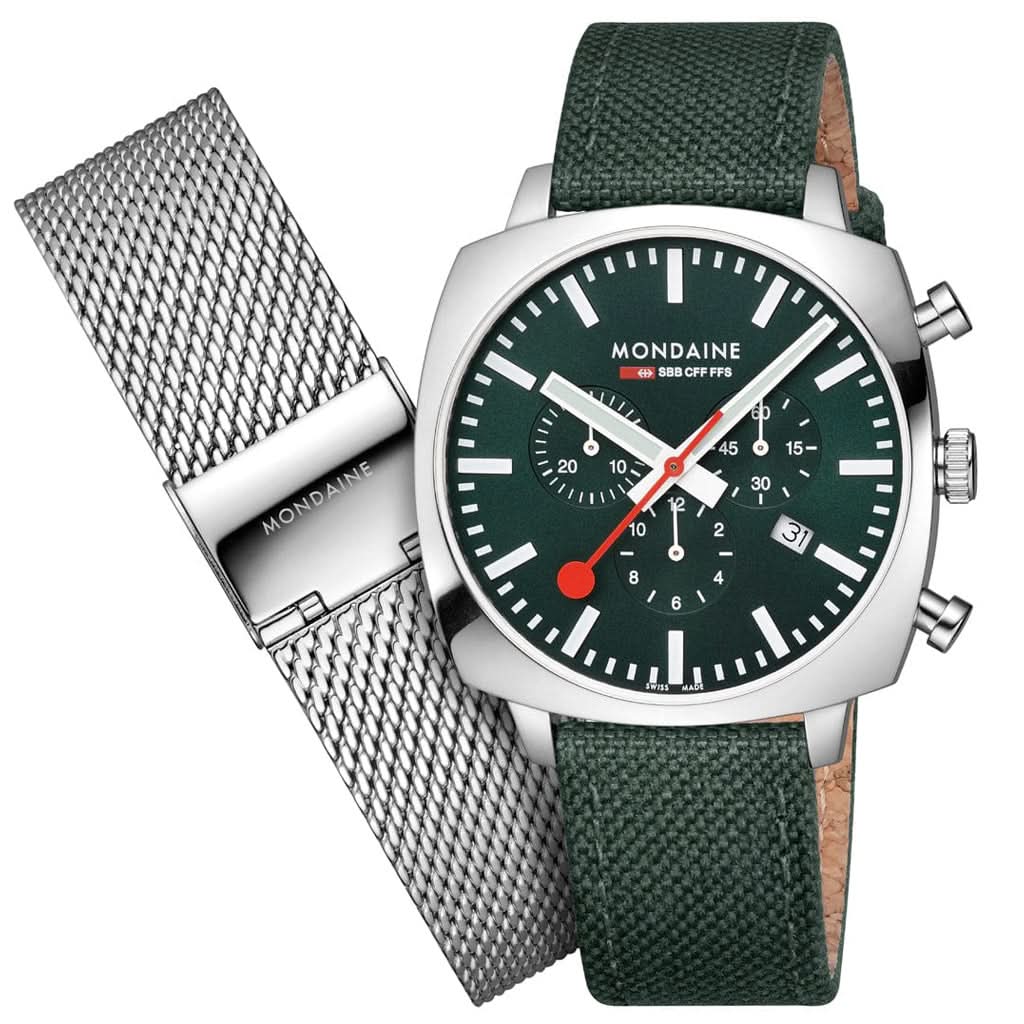 Mondaine Luxury Watches Mondaine Grand Cushion Chronograph Quartz Watch MSL.41460.LF