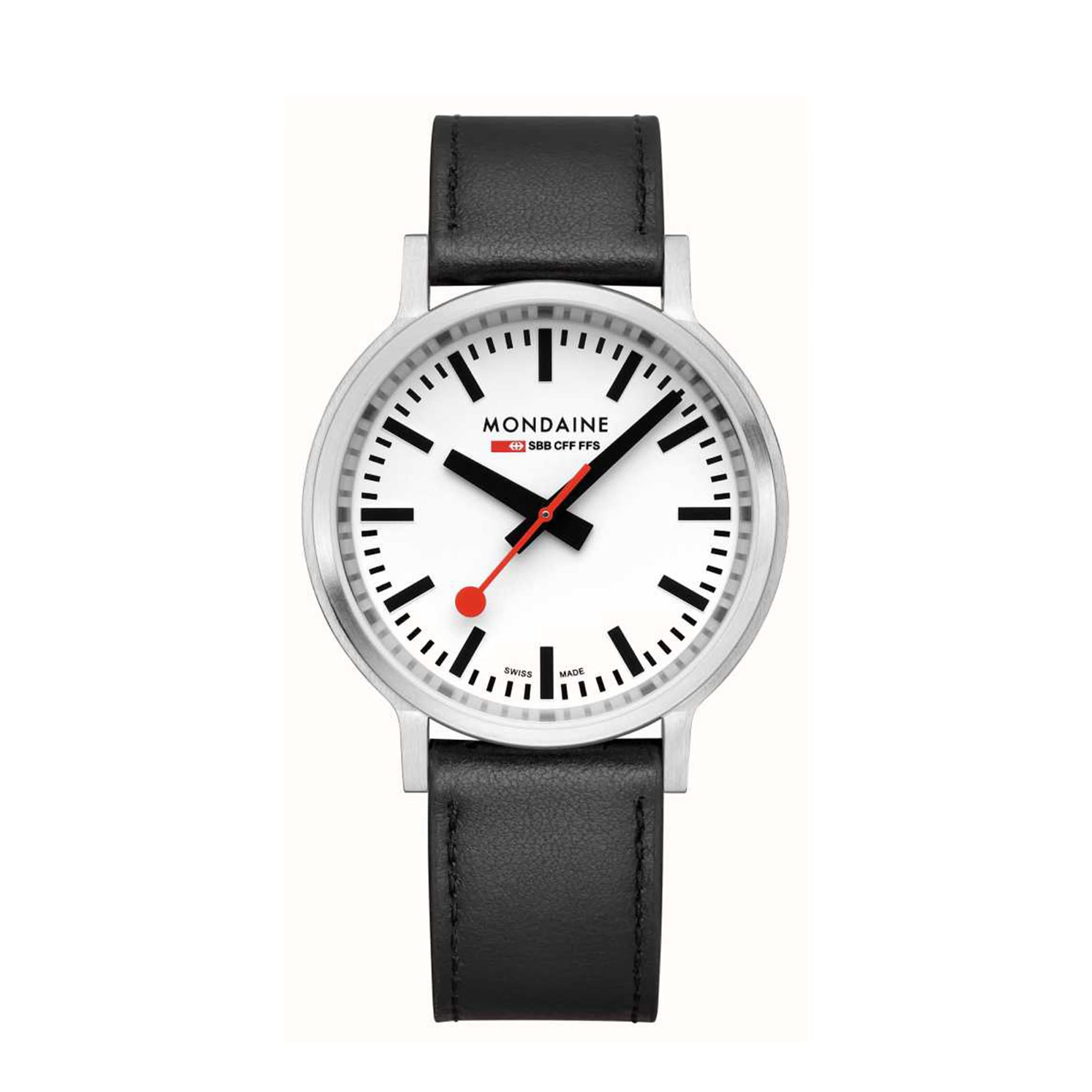 Mondaine Luxury Watches White Mondaine Stop2Go Backlight Quartz Strap Watch MST4101BLB