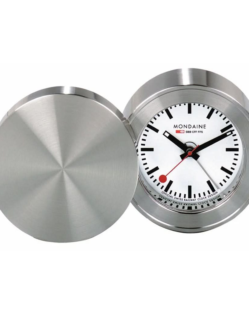 Mondaine Watch Accessory Mondaine Silver Coloured Table and Alarm Clock MSM.64410