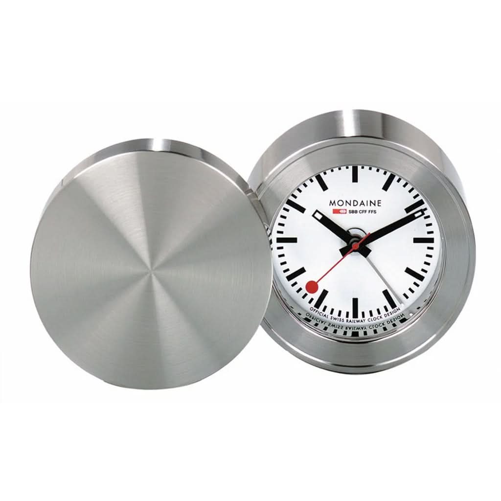 Mondaine Watch Accessory Mondaine Silver Coloured Table and Alarm Clock MSM.64410