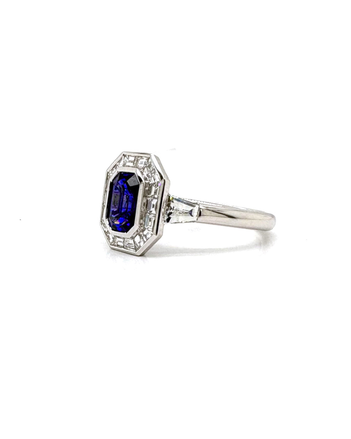 Ogden Of Harrogate Blue A Sapphire and Diamond Cluster Ring,
