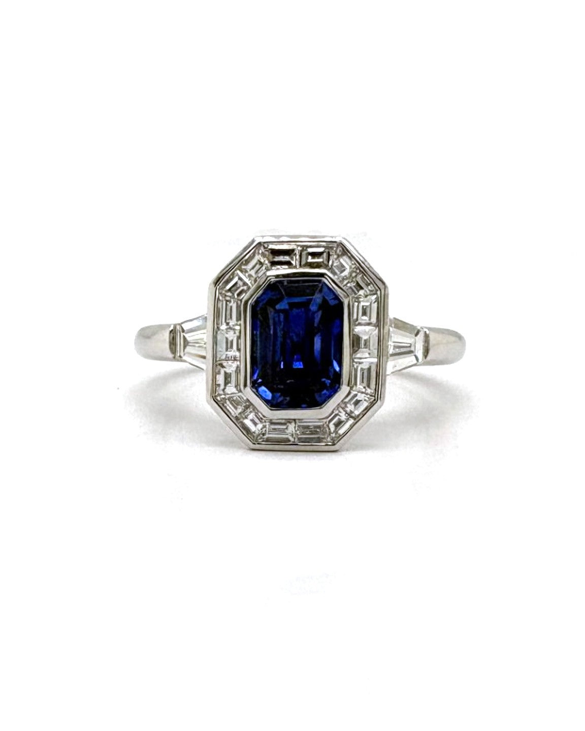 Ogden Of Harrogate Blue A Sapphire and Diamond Cluster Ring,