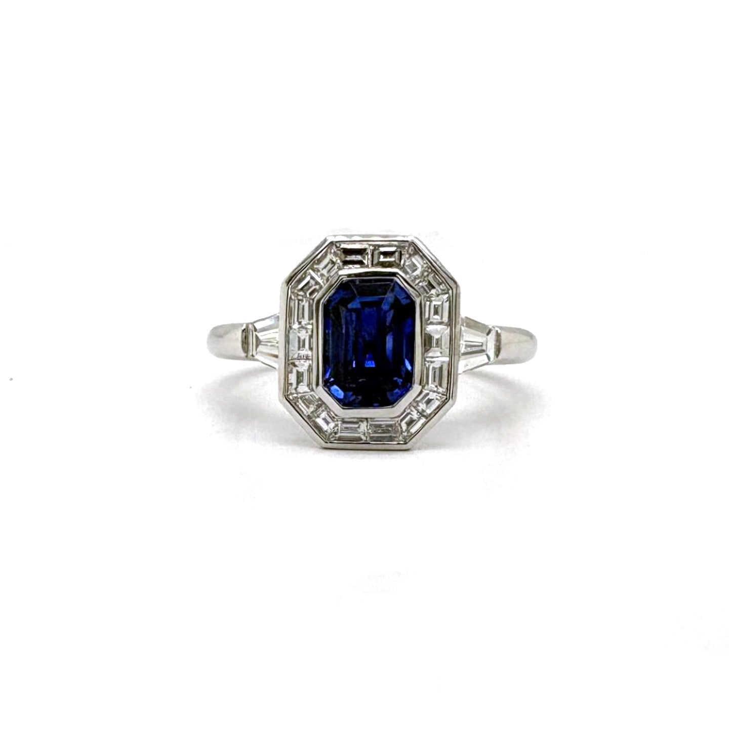 Ogden Of Harrogate Blue A Sapphire and Diamond Cluster Ring,