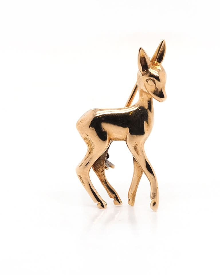 Ogden Of Harrogate Designer Jewellery 18ct Yellow Gold Deer Bambi Brooch