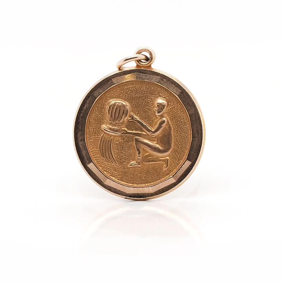 Ogden Of Harrogate Designer Jewellery 9ct Gold Aquarius Water Bearer Coin Charm