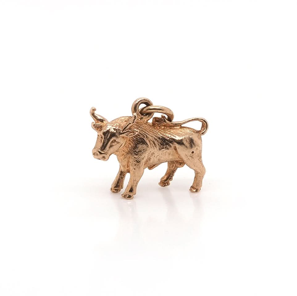 Ogden Of Harrogate Designer Jewellery 9ct Gold Bull Charm with Horns