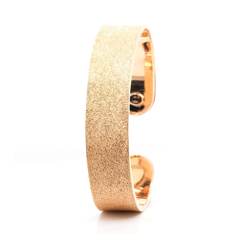 Ogden Of Harrogate Designer Jewellery Carolina Bucci 18ct Pink Gold Thin "Carolina Florentine Finish" Cuff Bracelet
