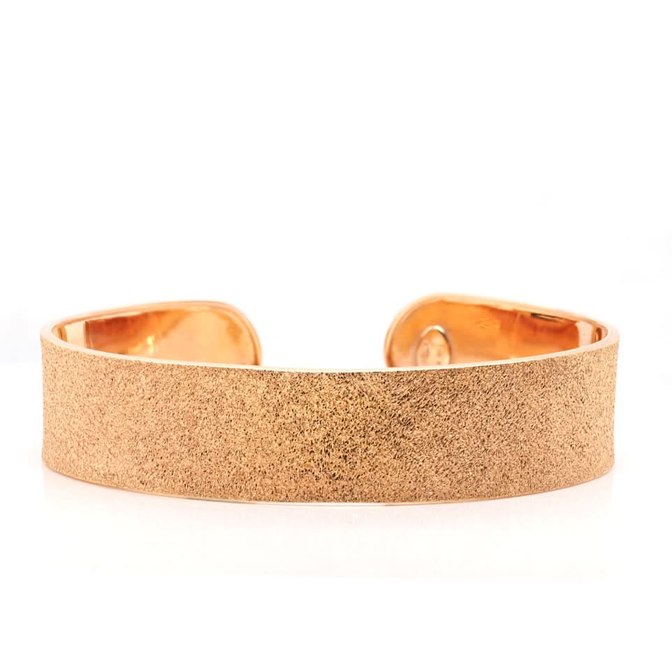 Ogden Of Harrogate Designer Jewellery Carolina Bucci 18ct Pink Gold Thin "Carolina Florentine Finish" Cuff Bracelet
