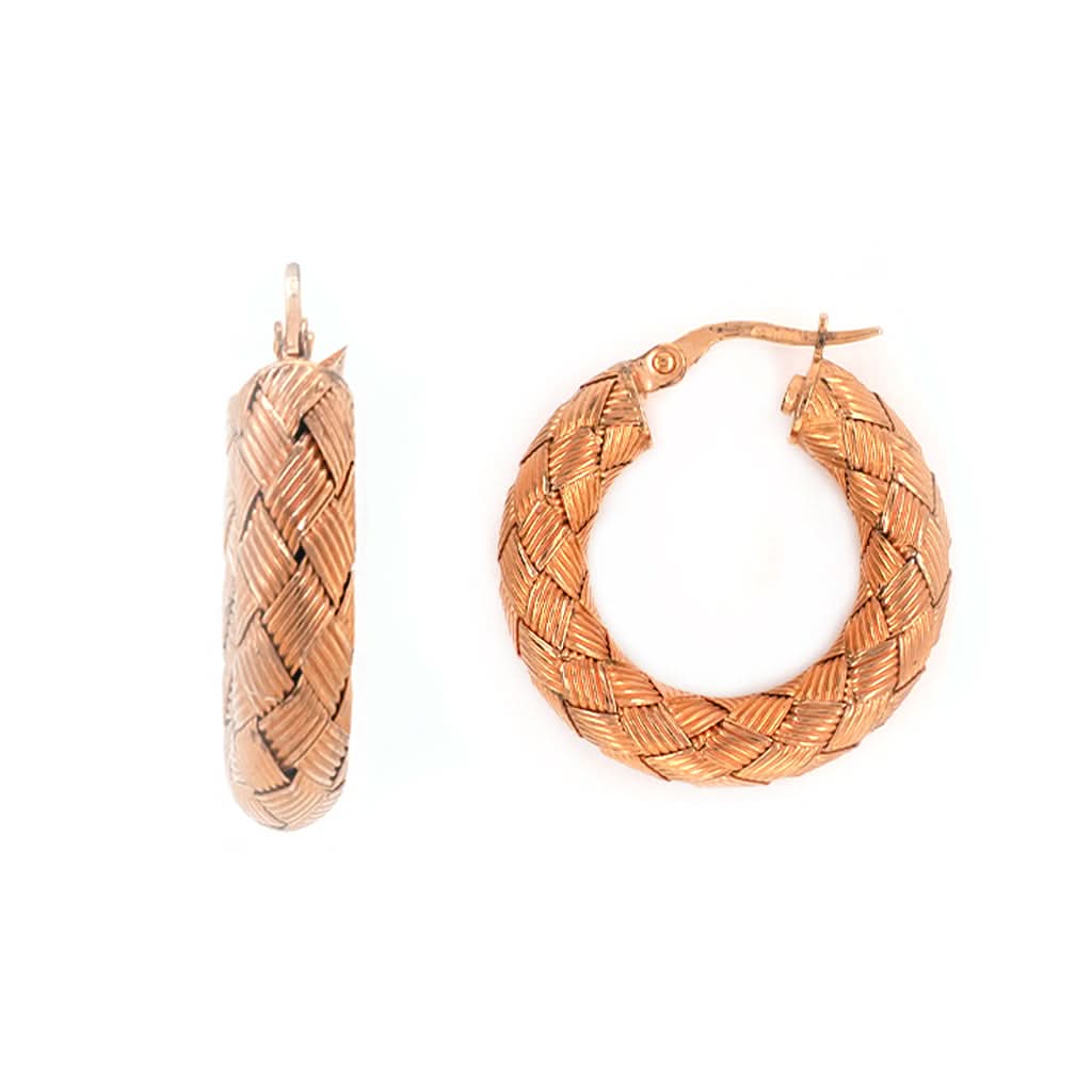 Ogden of Harrogate Designer Jewellery Roberto Coin Plaited Hoop Earrings