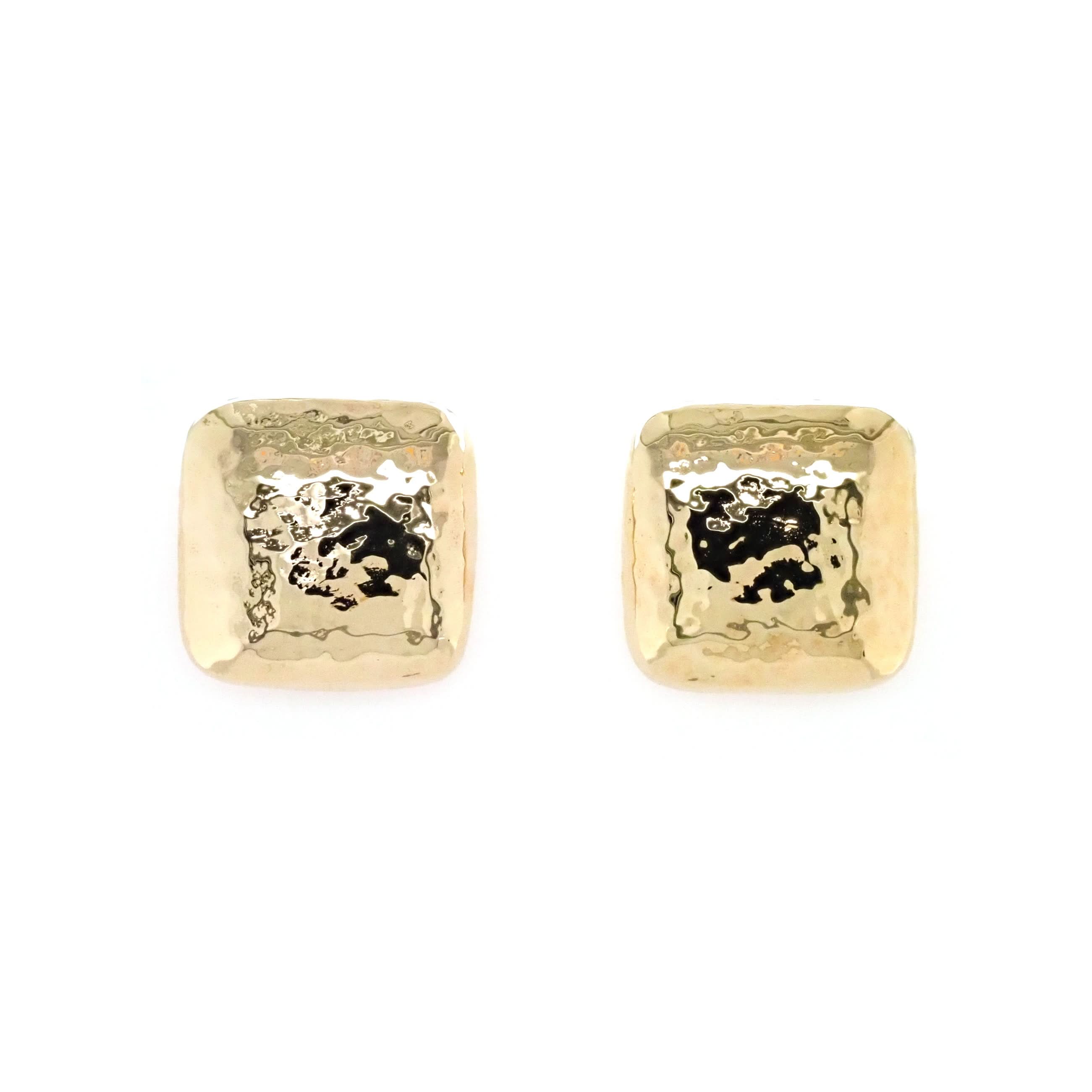 Ogden of Harrogate Jewellery 14ct Yellow Gold Square Hammered Stud Earrings, c.1960