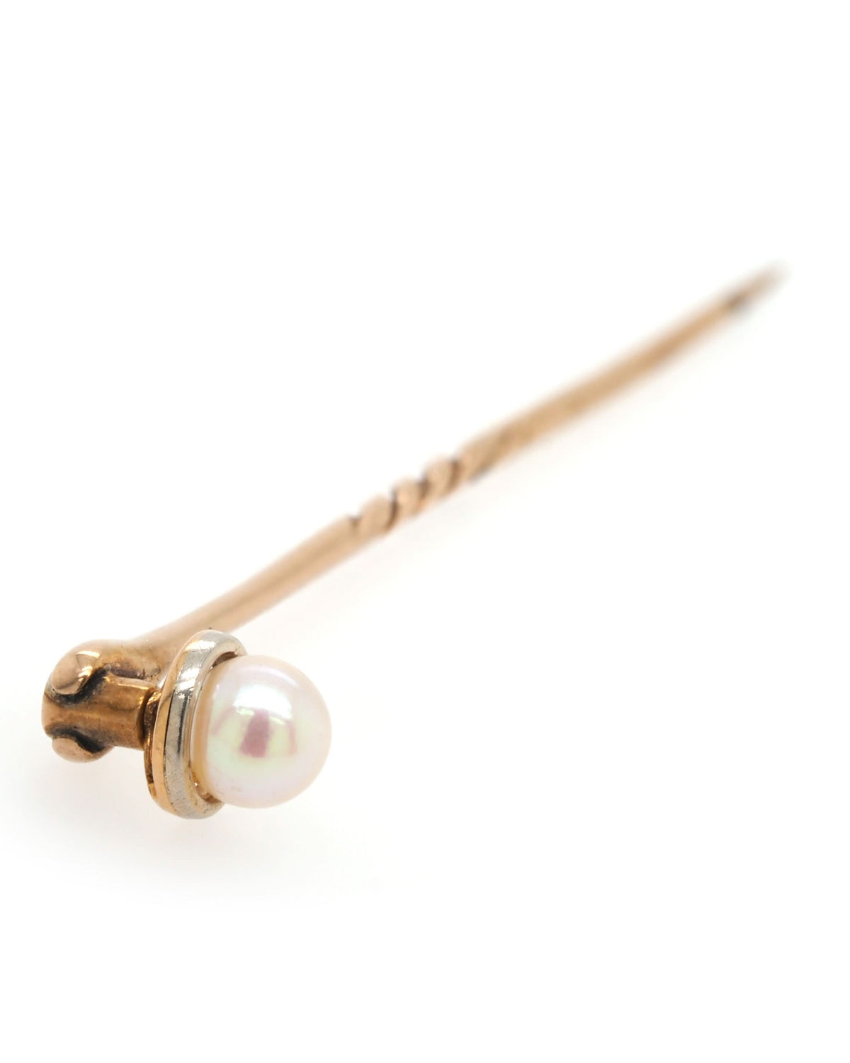 Ogden of Harrogate Jewellery 15ct Yellow Gold and Platinum-Set Pearl on 9ct Yellow Gold Pin