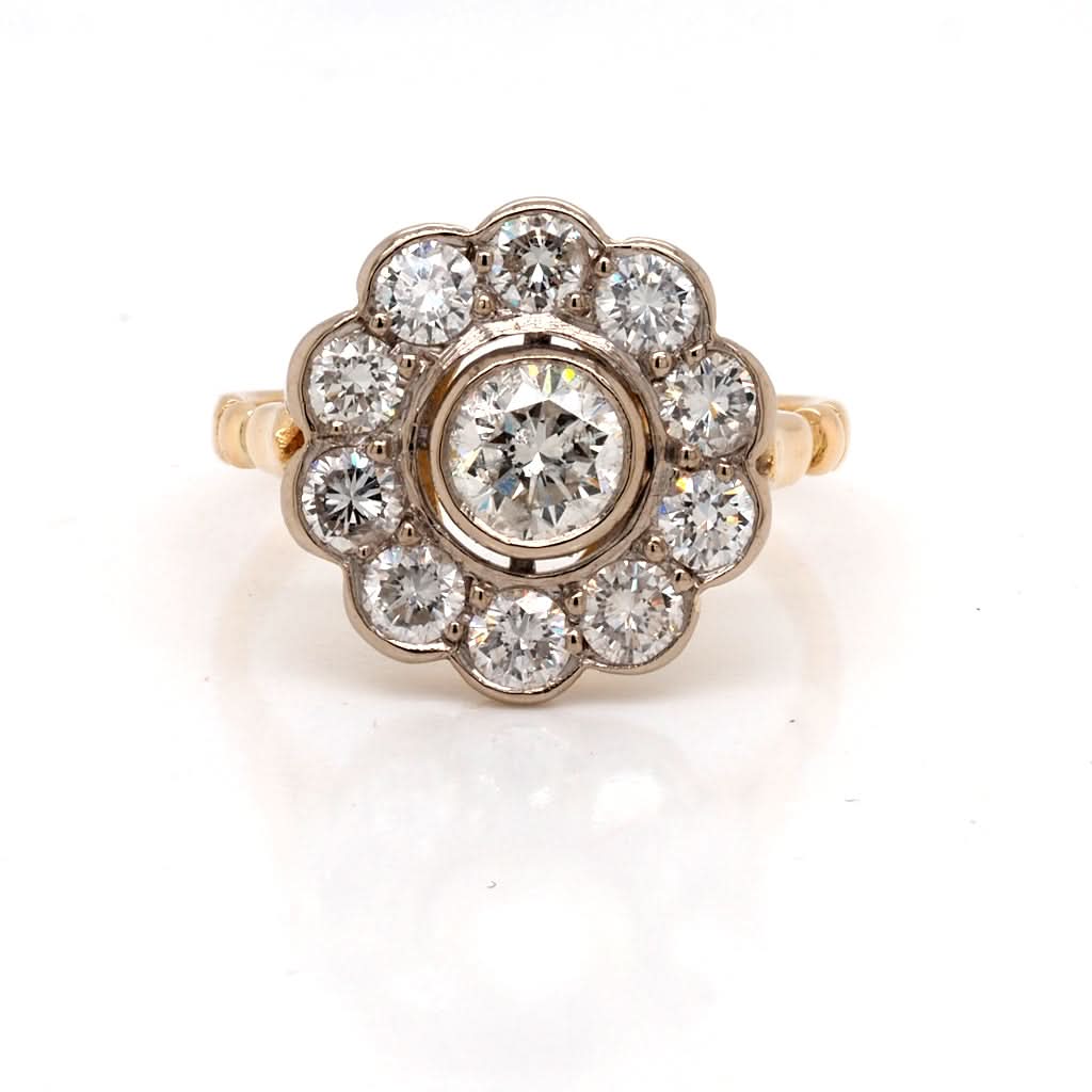 Ogden of Harrogate Jewellery 18ct Gold & Diamond Flower Cluster Ring, 1.70cts