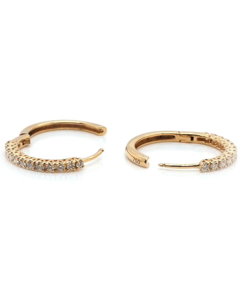 Ogden of Harrogate Jewellery 18ct Gold Diamond Hinged Huggie Earrings