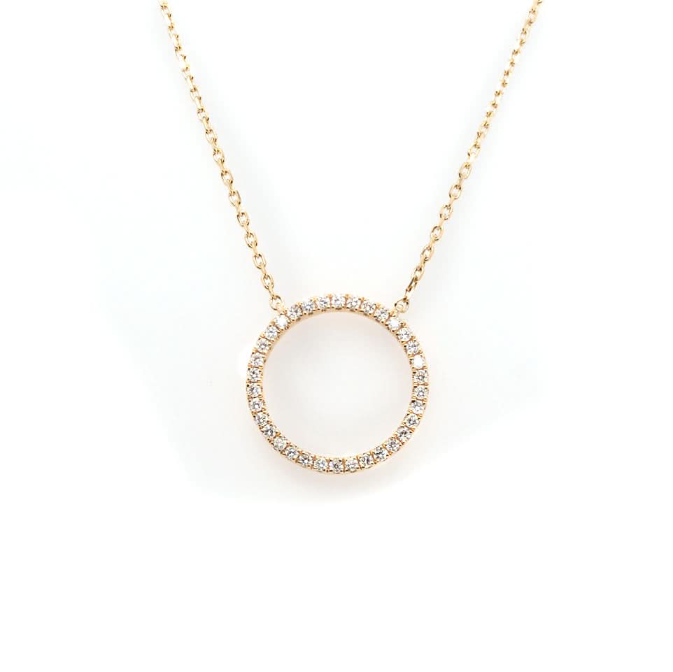Ogden of Harrogate Jewellery 18ct Gold Diamond-Set Circle Pendant