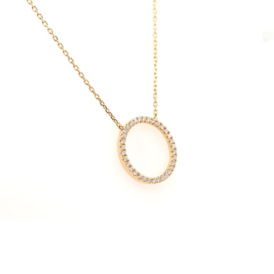Ogden of Harrogate Jewellery 18ct Gold Diamond-Set Circle Pendant