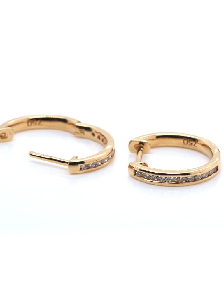 Ogden of Harrogate Jewellery 18ct Gold Diamond Small Hinged Huggie Earrings