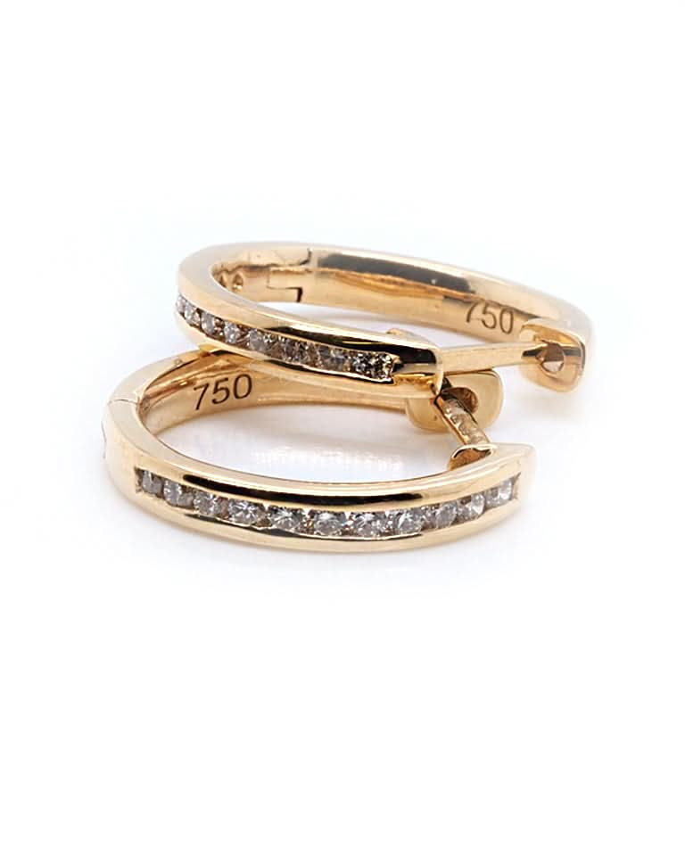 Ogden of Harrogate Jewellery 18ct Gold Diamond Small Hinged Huggie Earrings