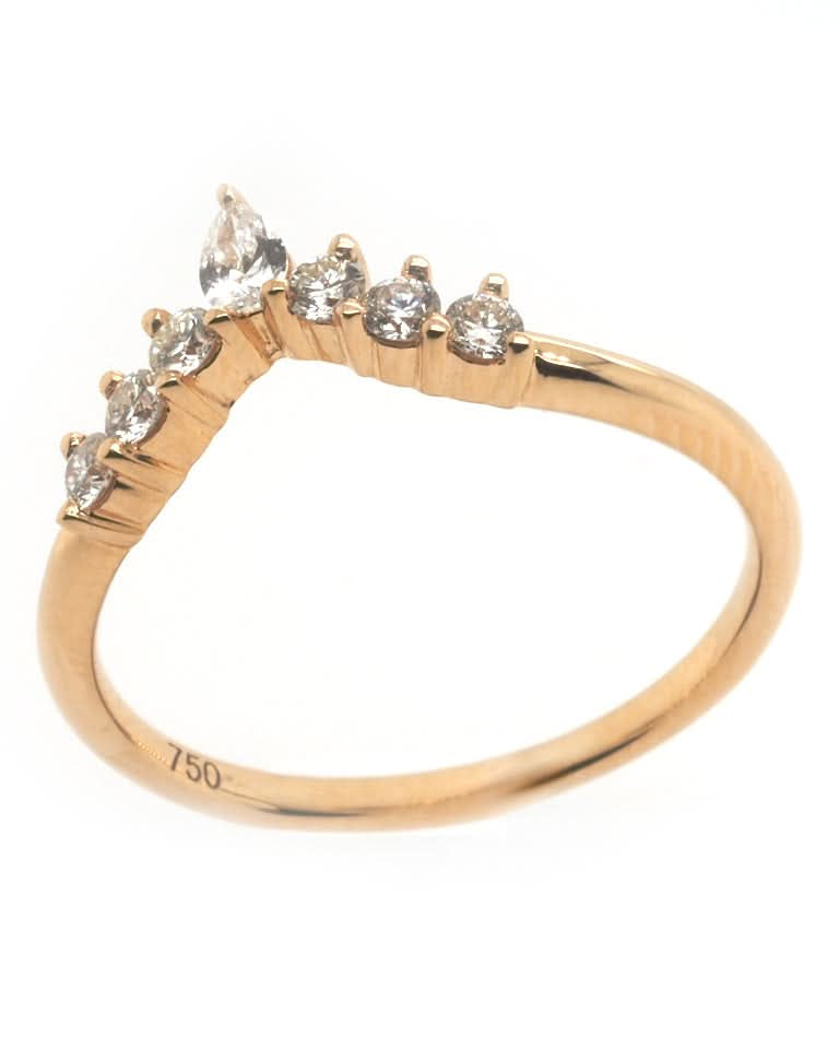 Ogden of Harrogate Jewellery 18ct Gold Diamond V Shaped Ring