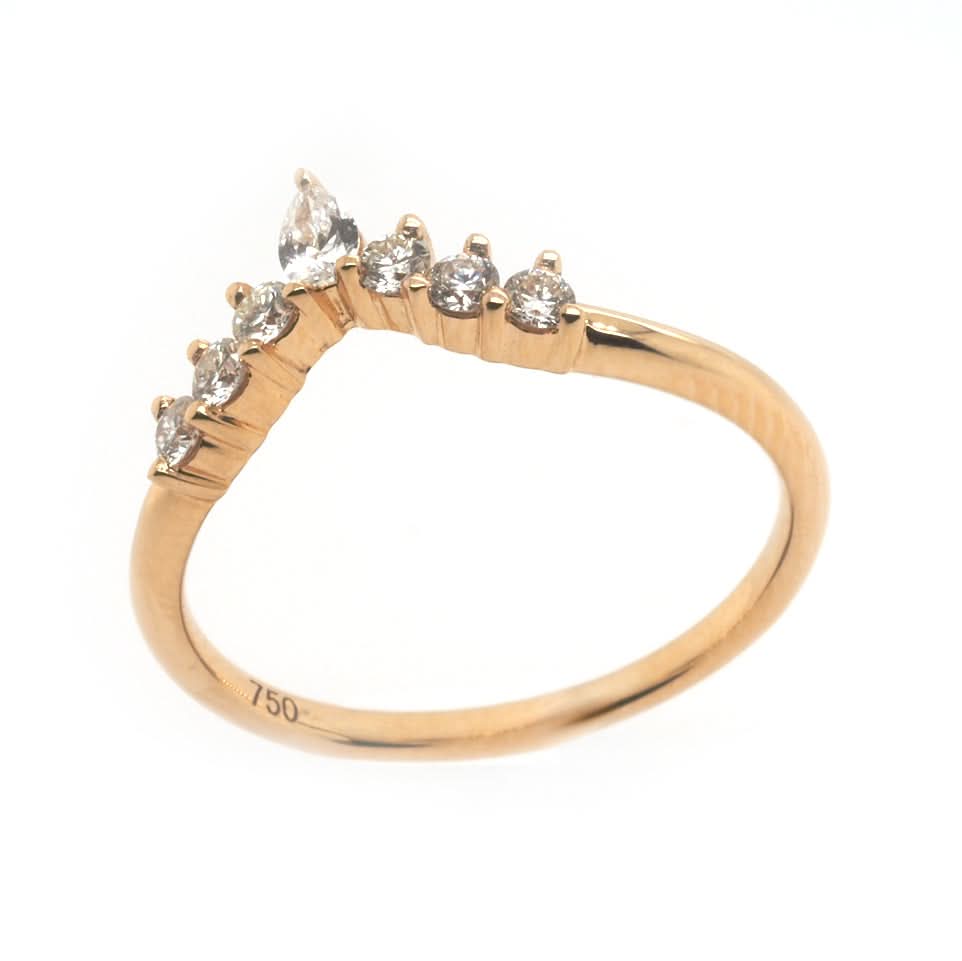 Ogden of Harrogate Jewellery 18ct Gold Diamond V Shaped Ring