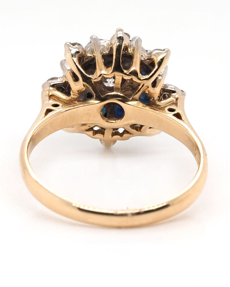 Ogden of Harrogate Jewellery 18ct Gold Sapphire and Diamond Cluster Ring