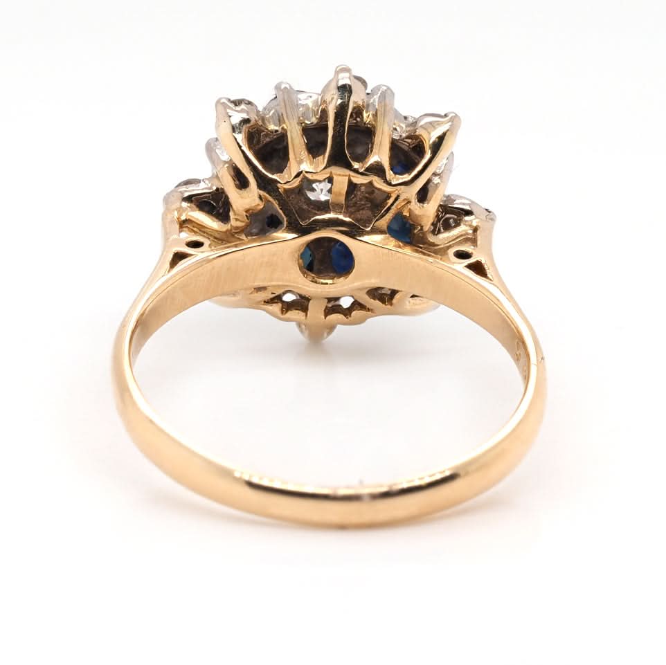 Ogden of Harrogate Jewellery 18ct Gold Sapphire and Diamond Cluster Ring