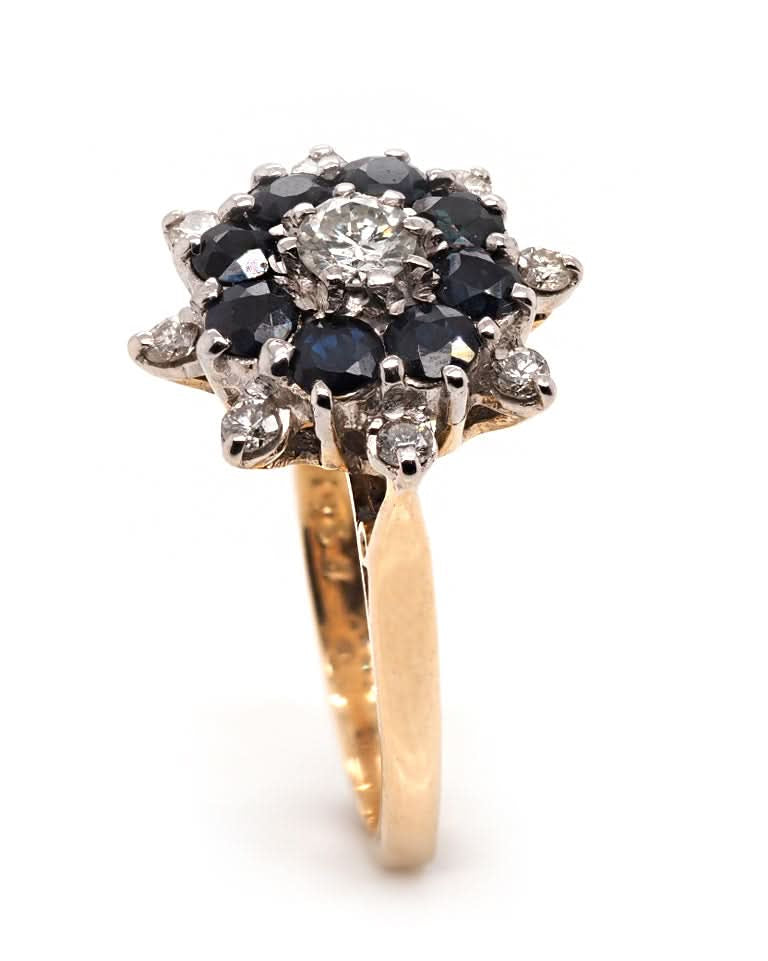 Ogden of Harrogate Jewellery 18ct Gold Sapphire and Diamond Cluster Ring