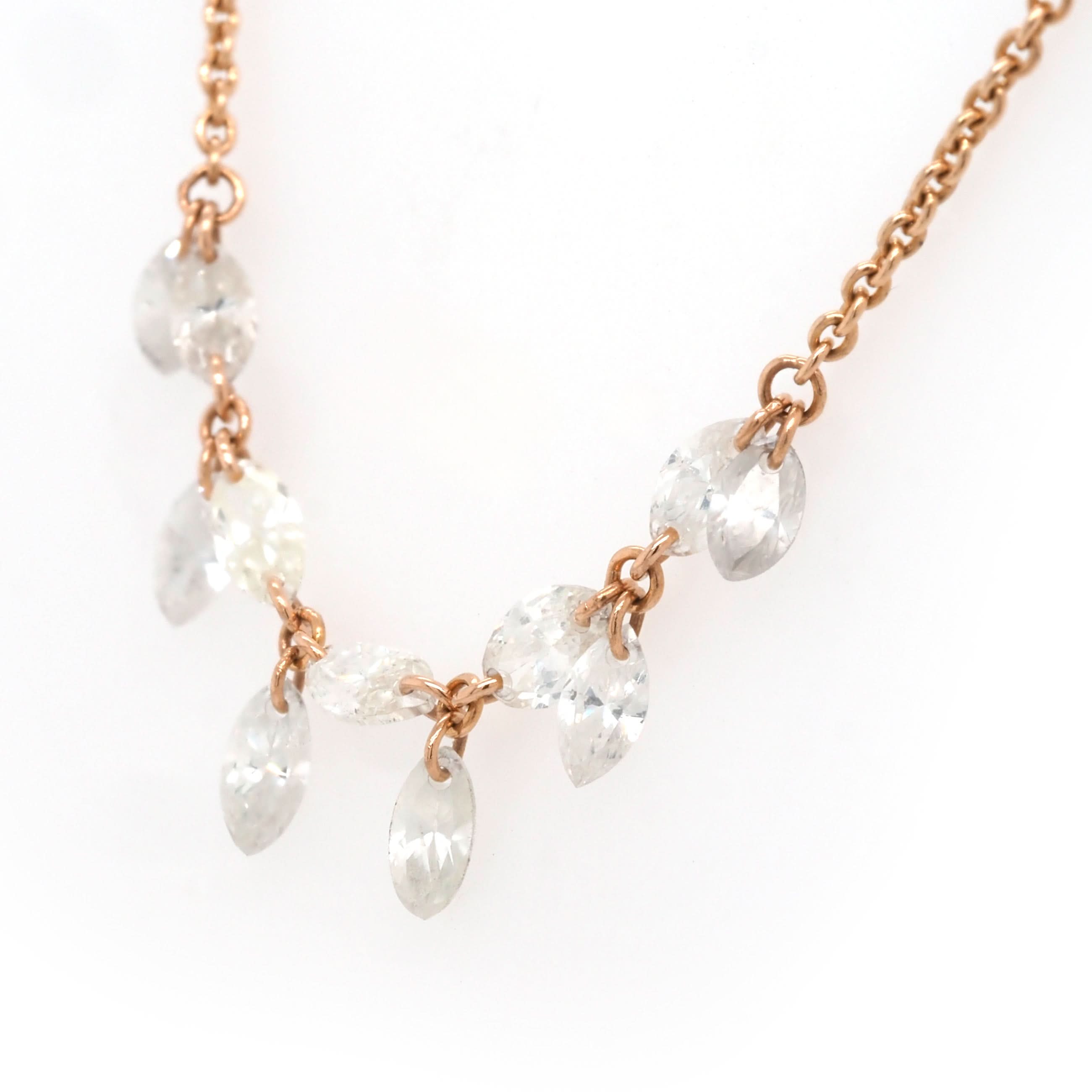 Ogden of Harrogate Jewellery 18ct Rose Gold Diamond-Set Fine Chain Necklace