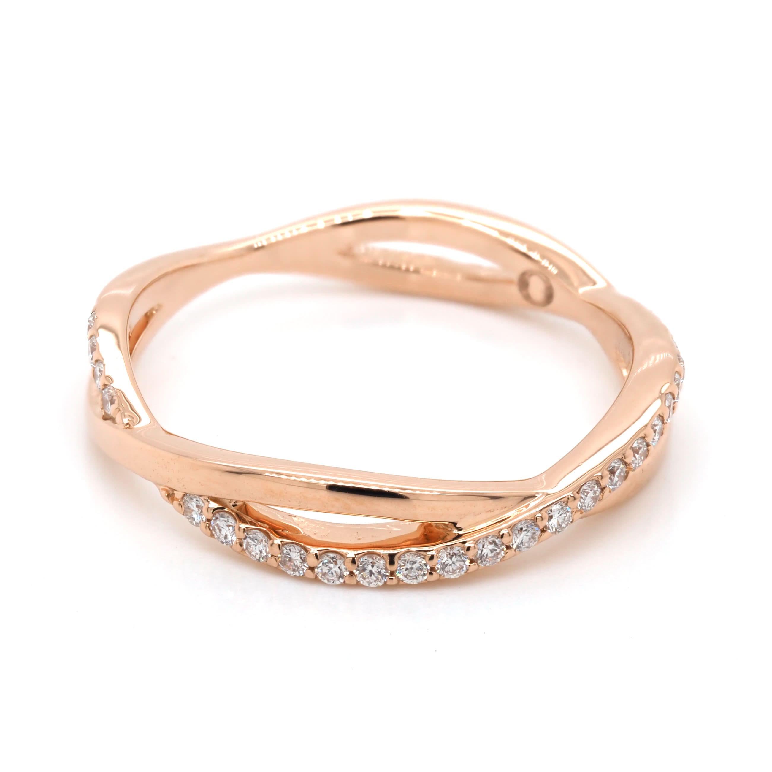 Ogden of Harrogate Jewellery 18ct Rose Gold Diamond-Set Wavy Ring