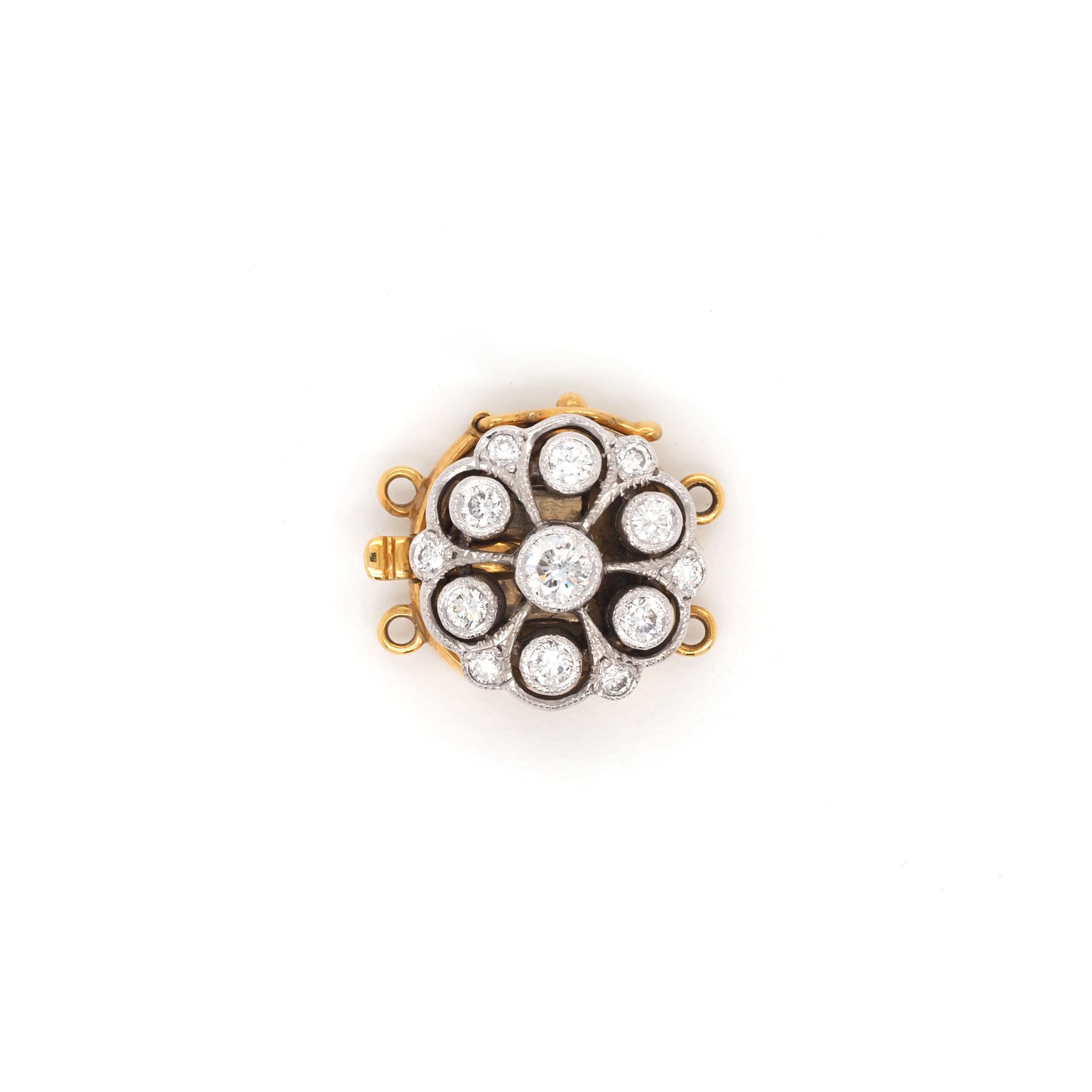 Ogden of Harrogate Jewellery 18ct White and Yellow Gold Diamond Two-Row Pearl Clasp