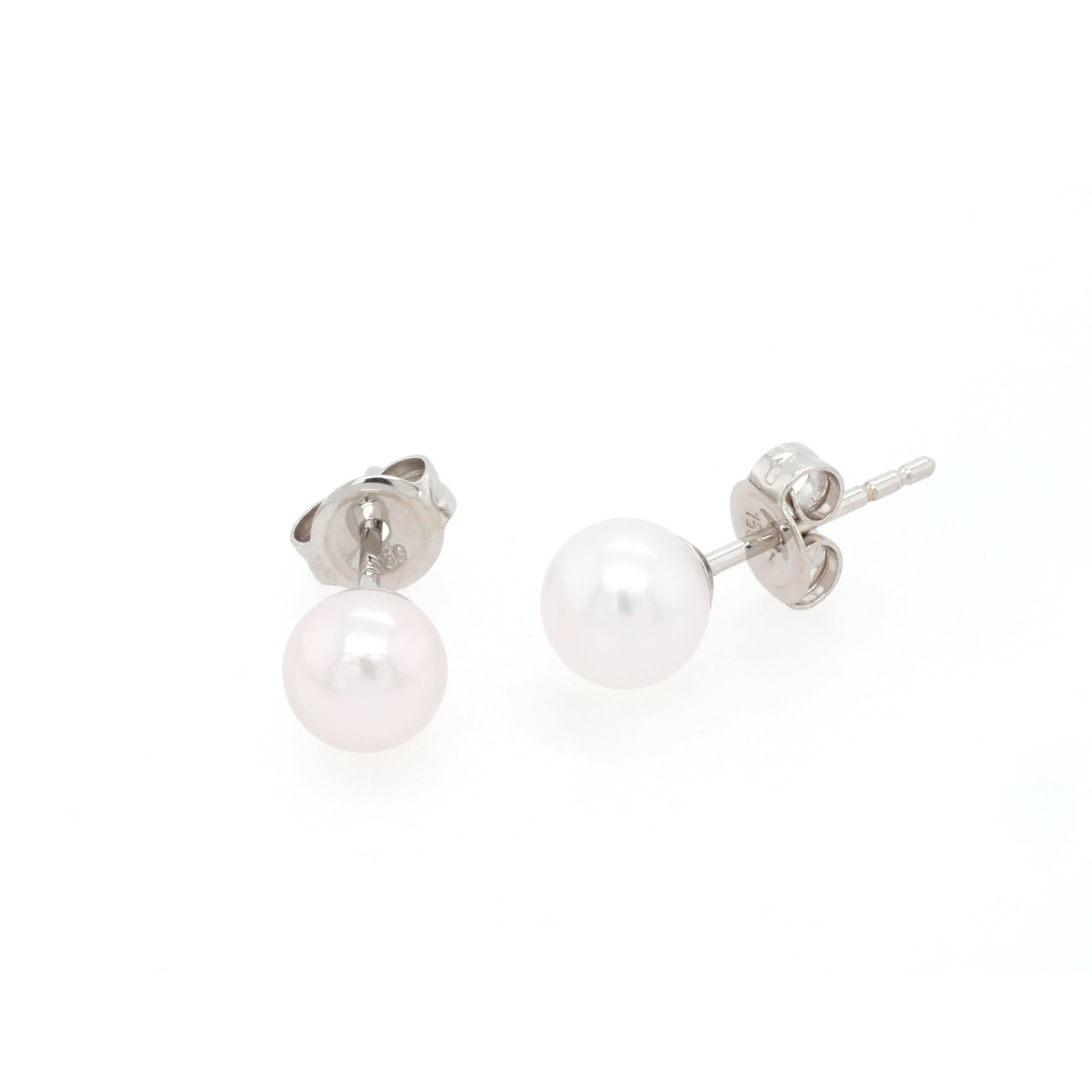 Ogden of Harrogate Jewellery 18ct White Gold 5mm Akoya Pearl Studs