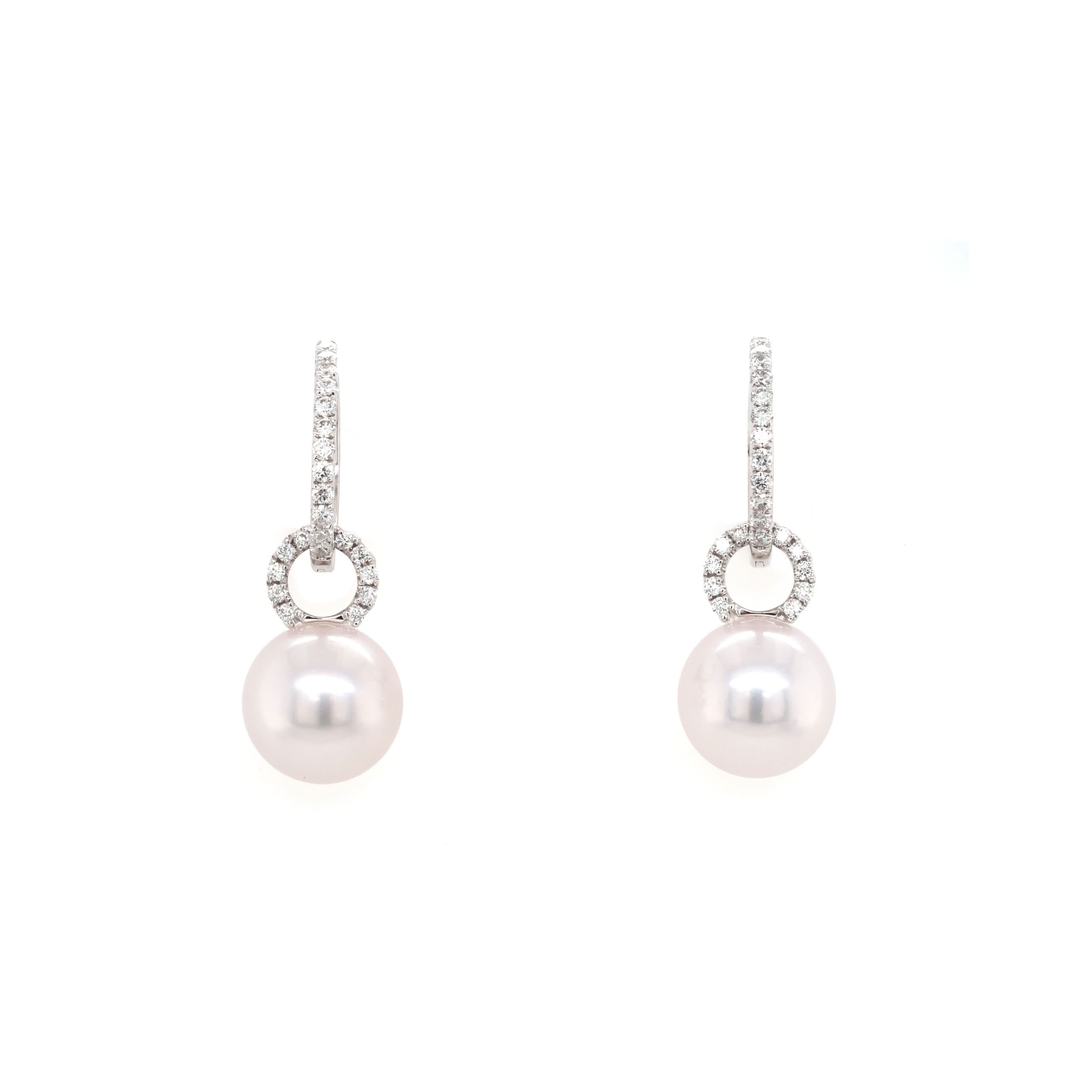 Ogden of Harrogate Jewellery 18ct White Gold Akoya Pearl Earrings with Detachable Diamond-Set Hoops