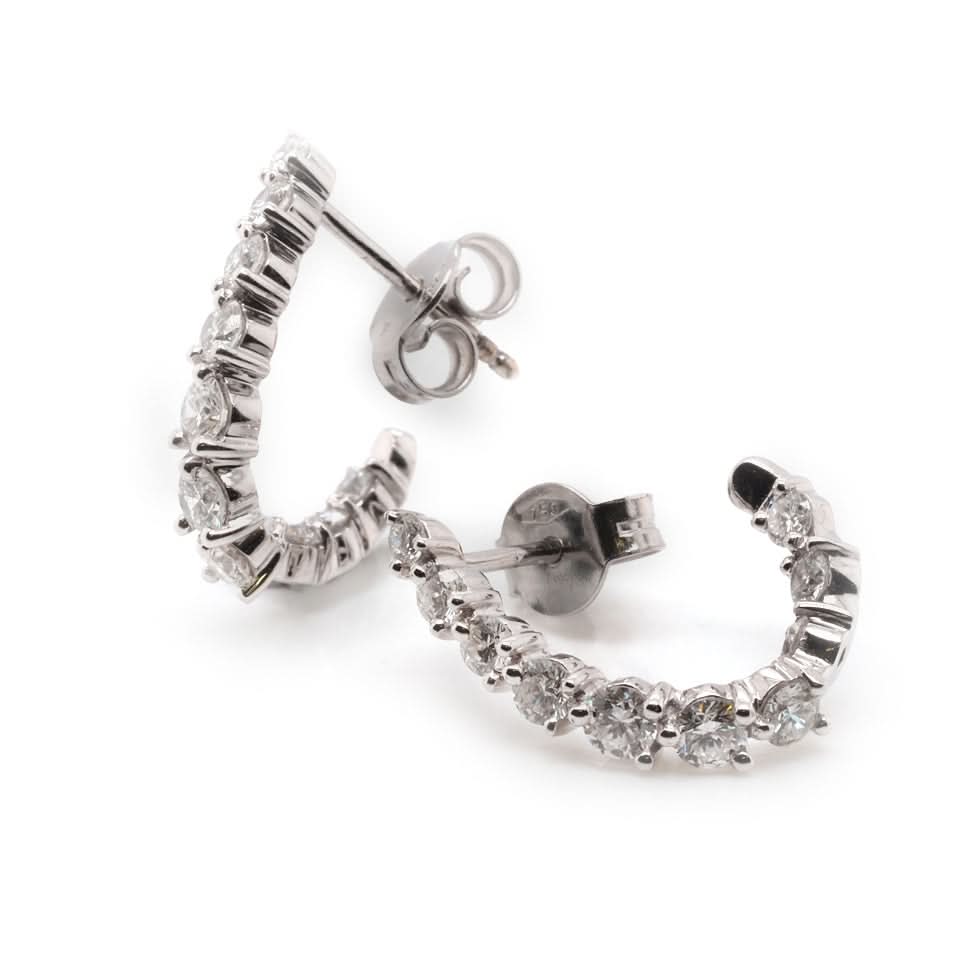 Ogden Of Harrogate Jewellery 18ct White Gold and Diamond Half Hoop Earrings