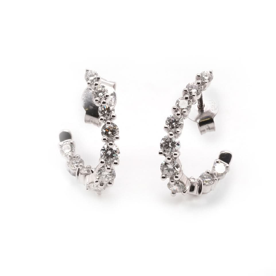 Ogden Of Harrogate Jewellery 18ct White Gold and Diamond Half Hoop Earrings