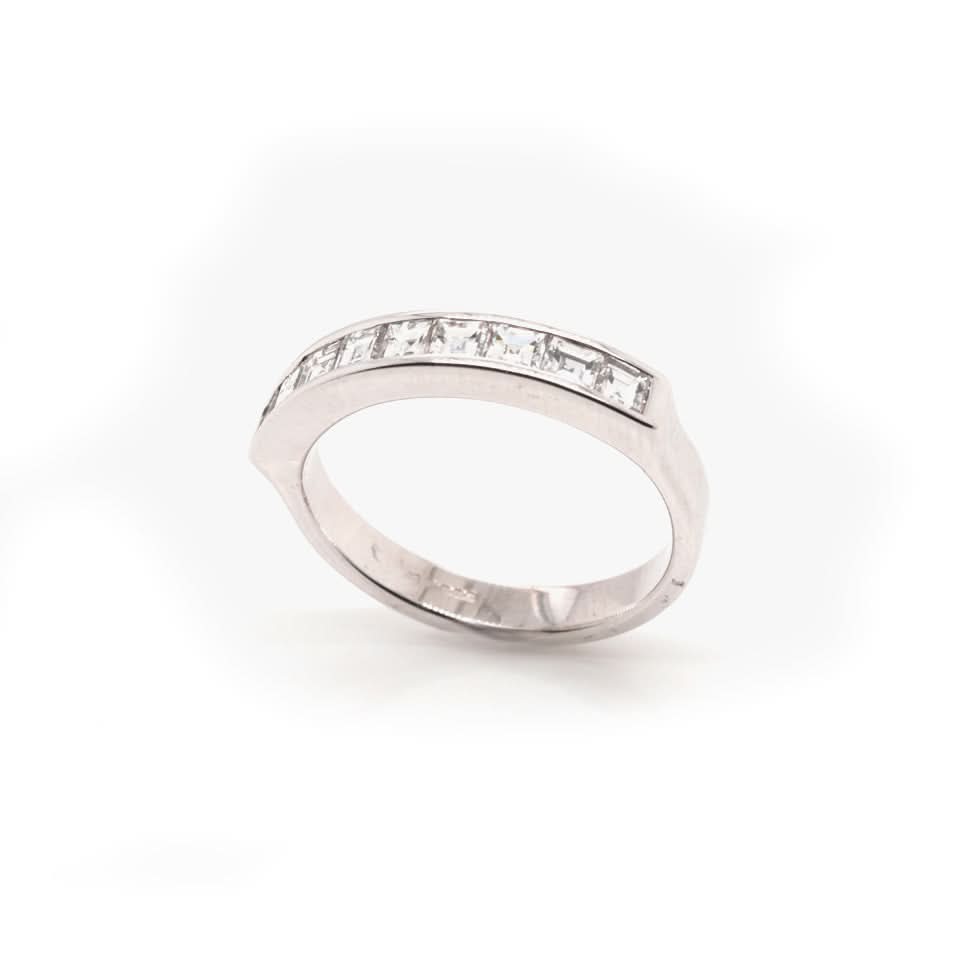 Ogden of Harrogate Jewellery 18ct White Gold Baguette Diamond Half Eternity Ring