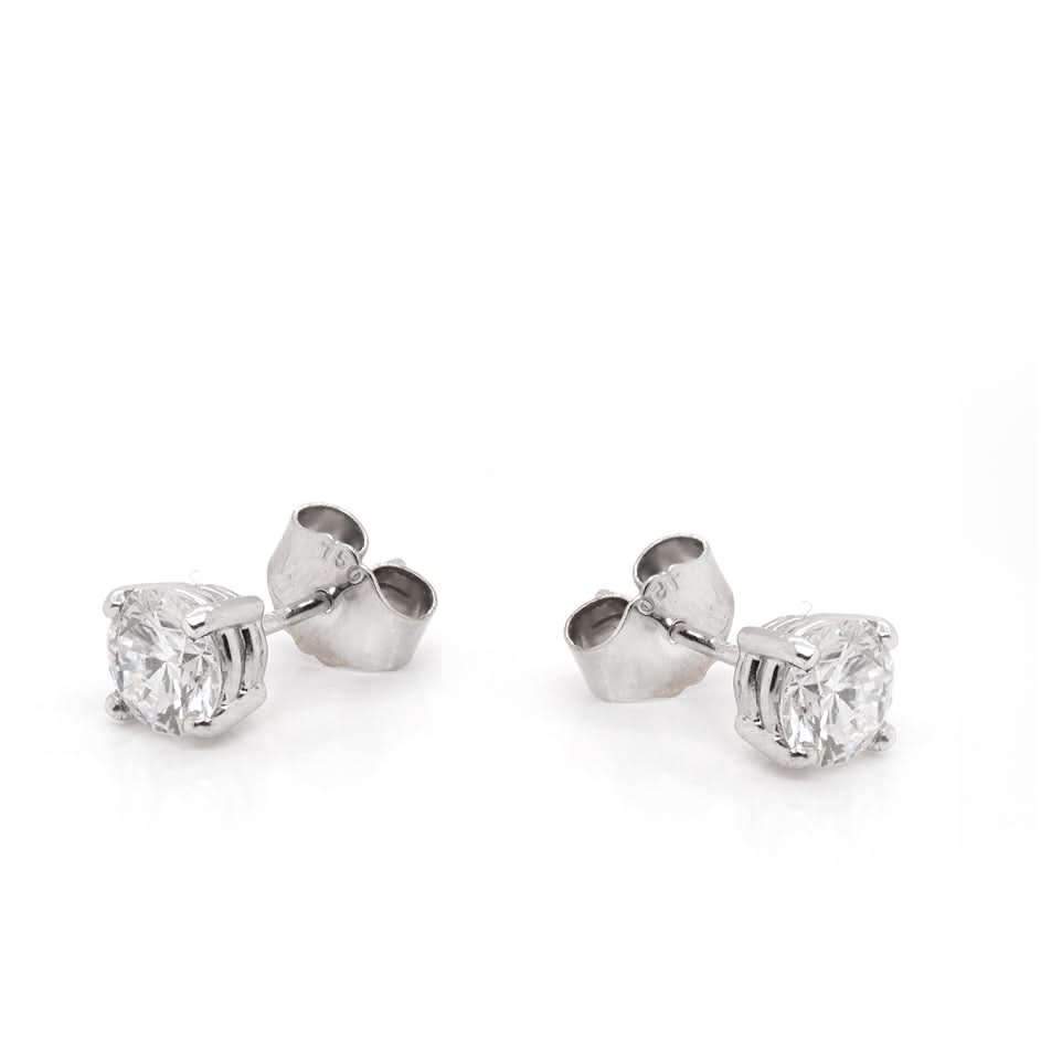 Ogden of Harrogate Jewellery 18ct White Gold Claw Set Diamond Stud Earrings