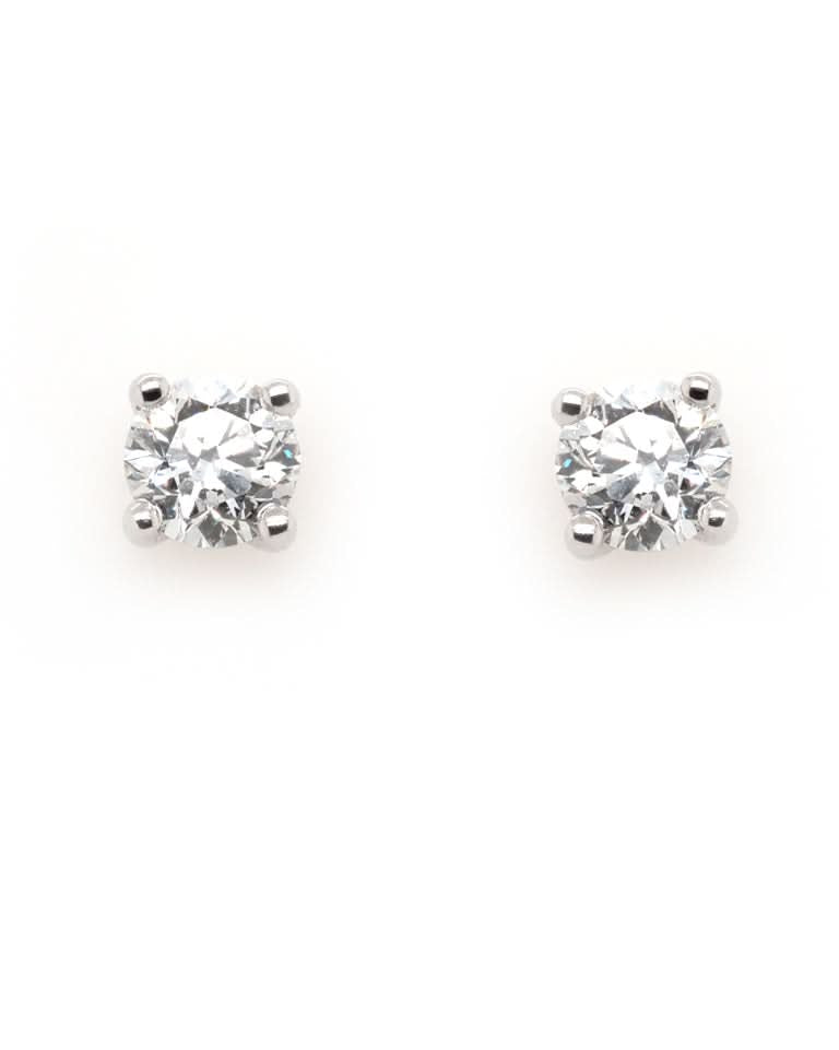 Ogden of Harrogate Jewellery 18ct White Gold Claw-Set Diamond Stud Earrings, GIA Certified
