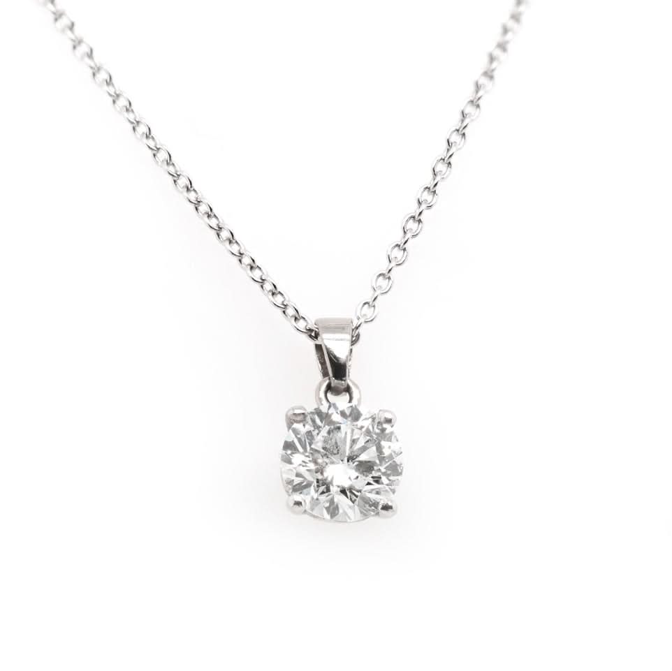 Ogden of Harrogate Jewellery 18ct White Gold Claw Set Single Diamond Pendant