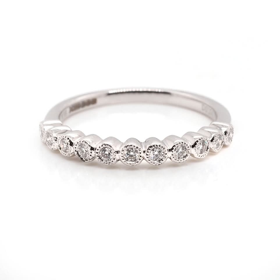 Ogden of Harrogate Jewellery 18ct White Gold Collett Set 11 Stone Ring