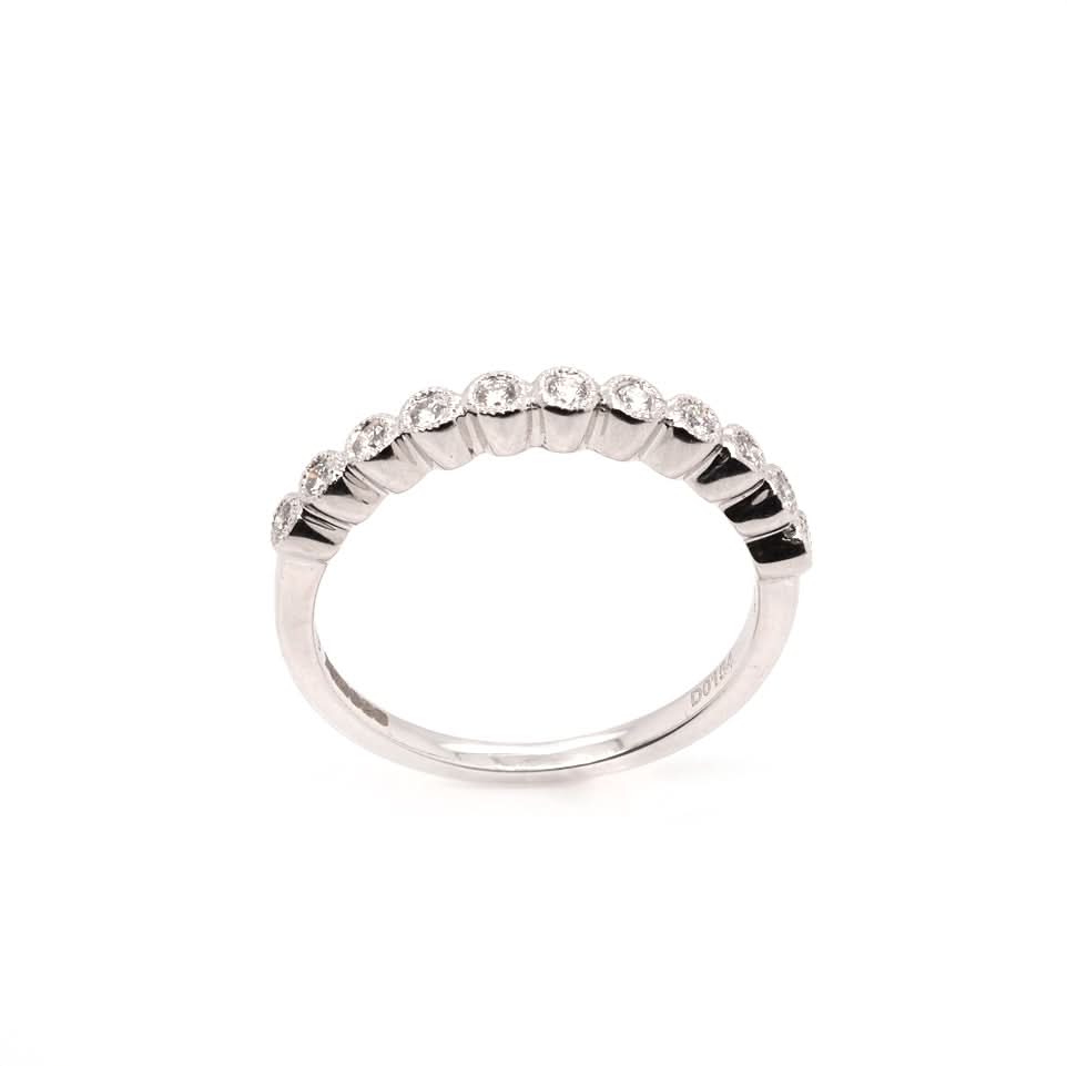 Ogden of Harrogate Jewellery 18ct White Gold Collett Set 11 Stone Ring
