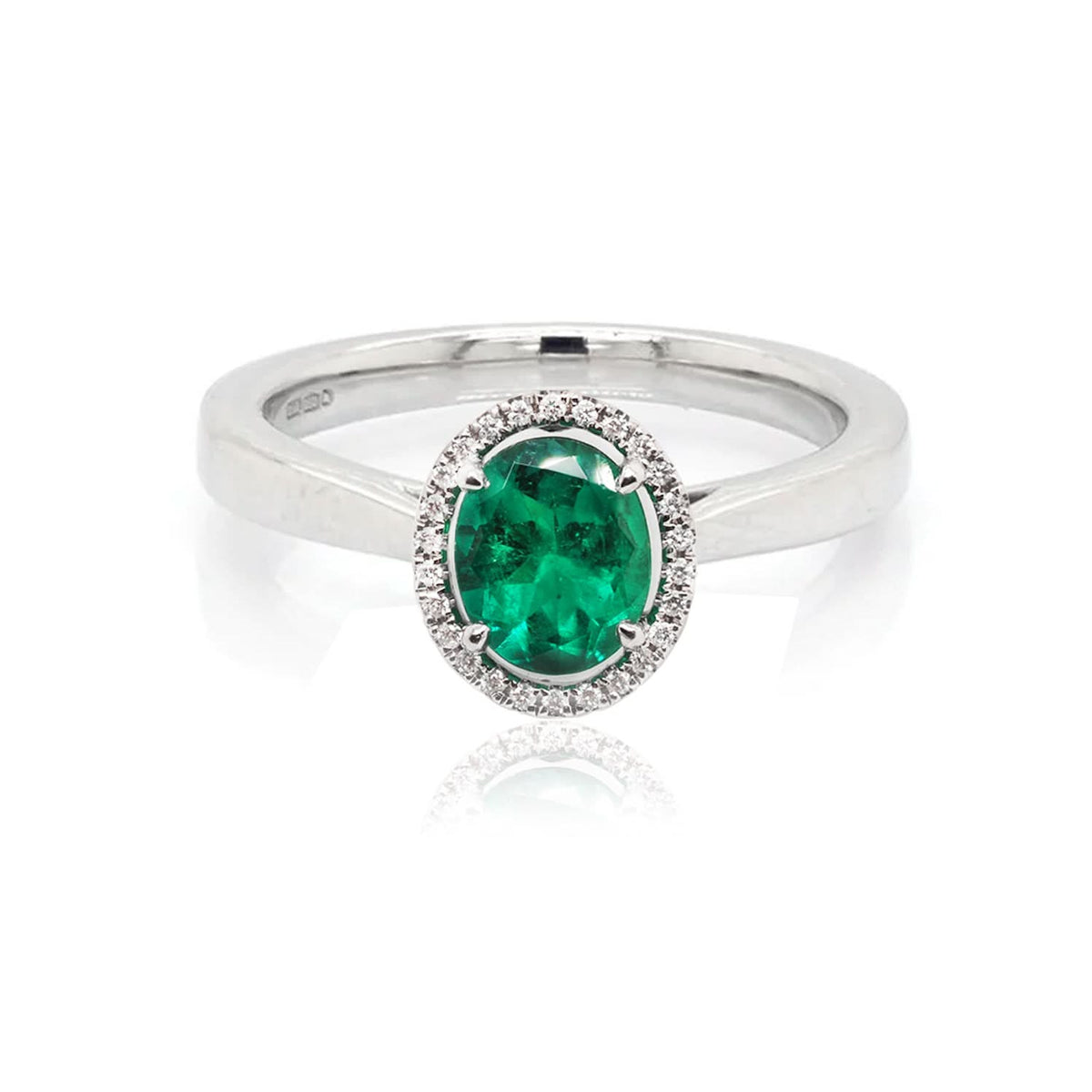 Ogden of Harrogate Jewellery 18ct White Gold Colombian Emerald and Diamond Cluster Ring, 3.8cts