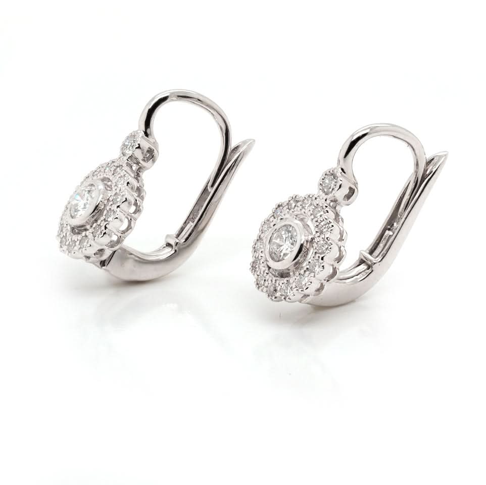 Ogden of Harrogate Jewellery 18ct White Gold Diamond Cluster Hoop/Dangle Earrings