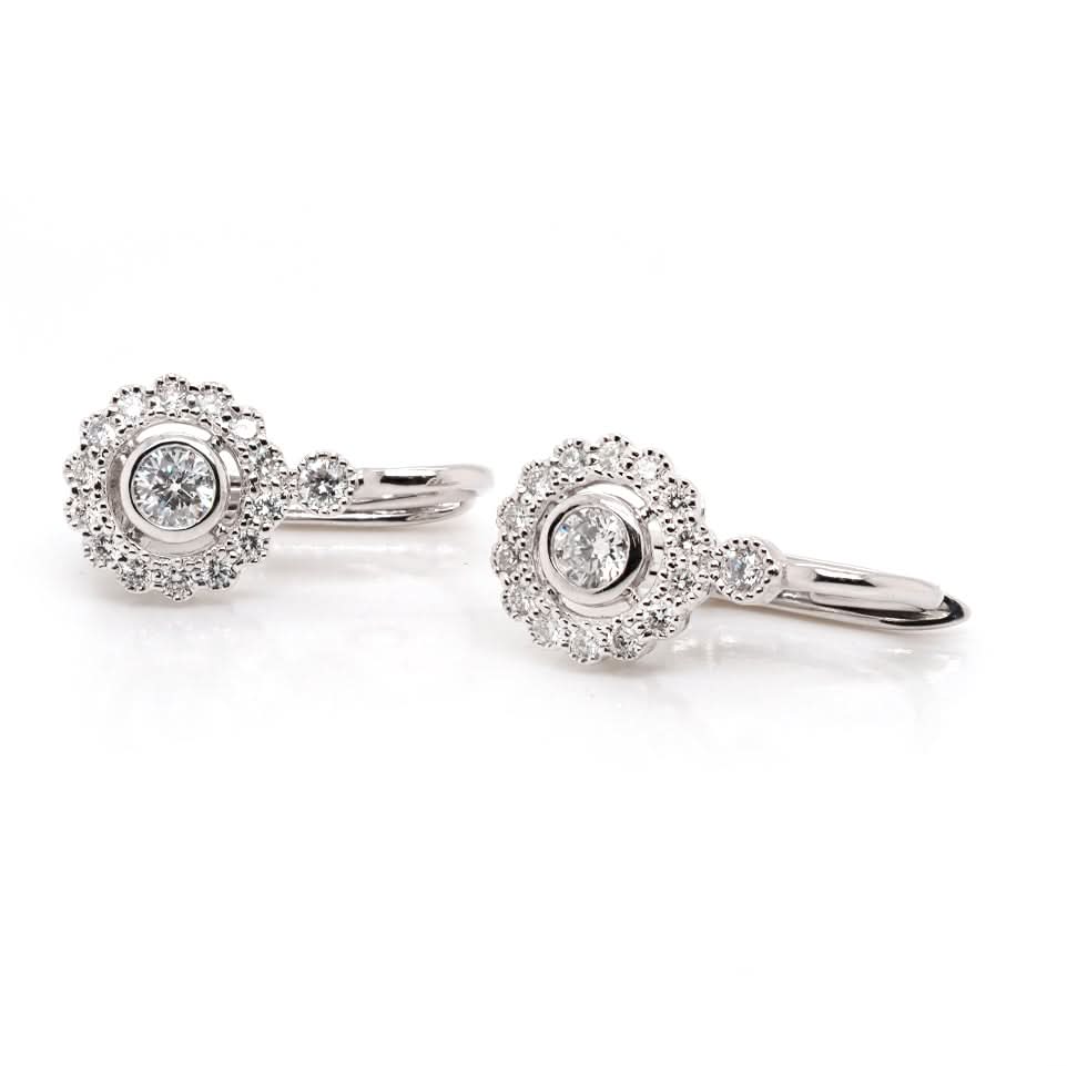 Ogden of Harrogate Jewellery 18ct White Gold Diamond Cluster Hoop/Dangle Earrings