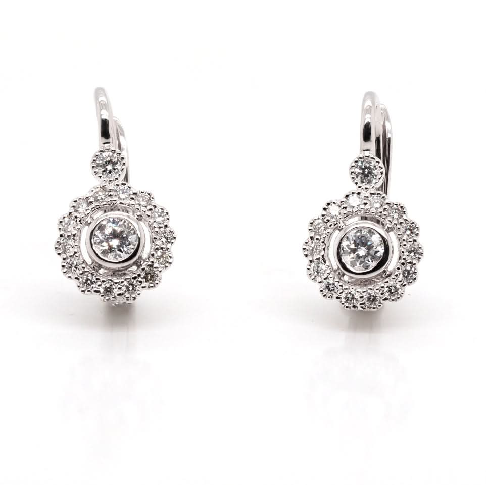 Ogden of Harrogate Jewellery 18ct White Gold Diamond Cluster Hoop/Dangle Earrings