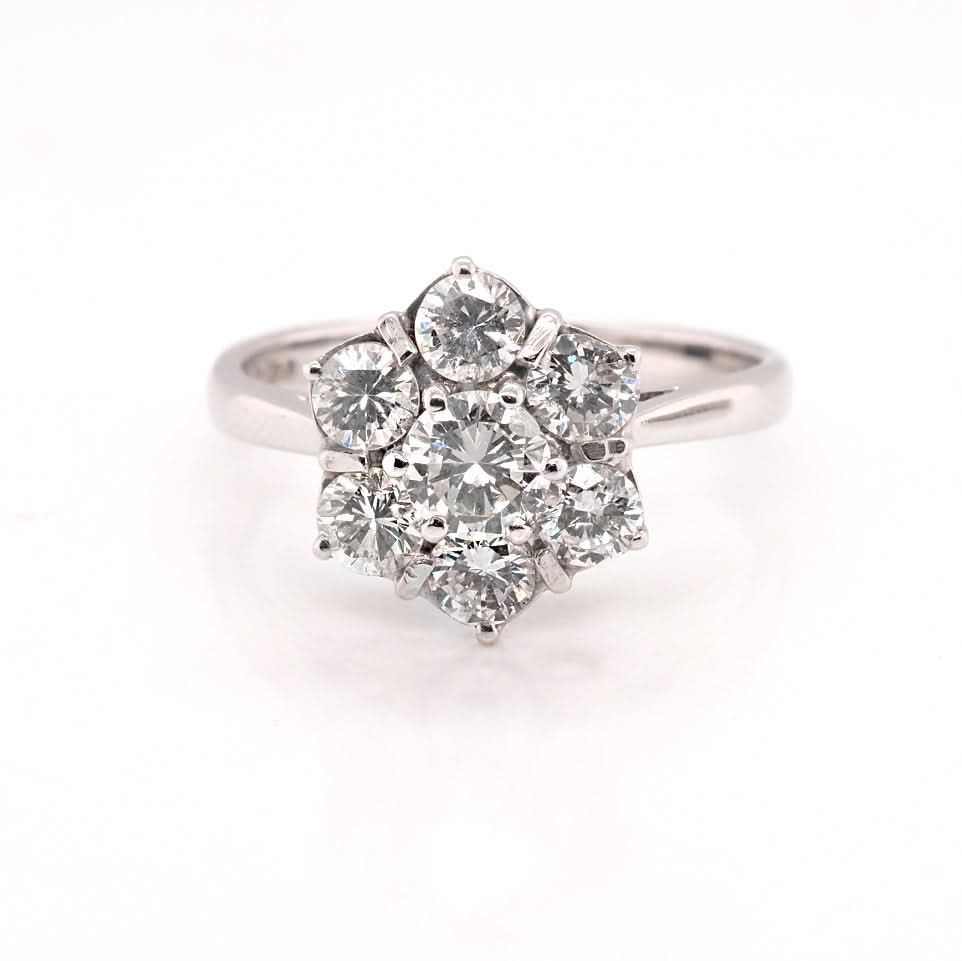 Ogden of Harrogate Jewellery 18ct White Gold Diamond Cluster Ring, 1.35cts